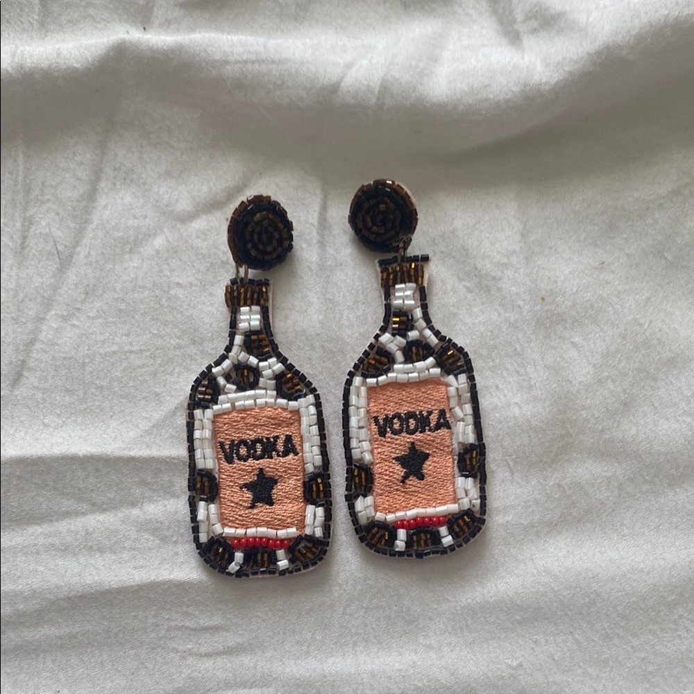 Beaded Vodka Bottle Earrings